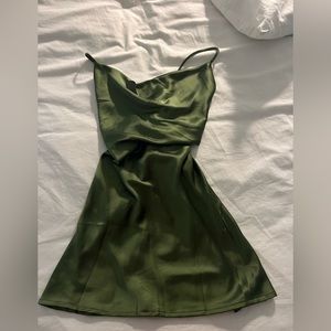 Green strappy back mini dress